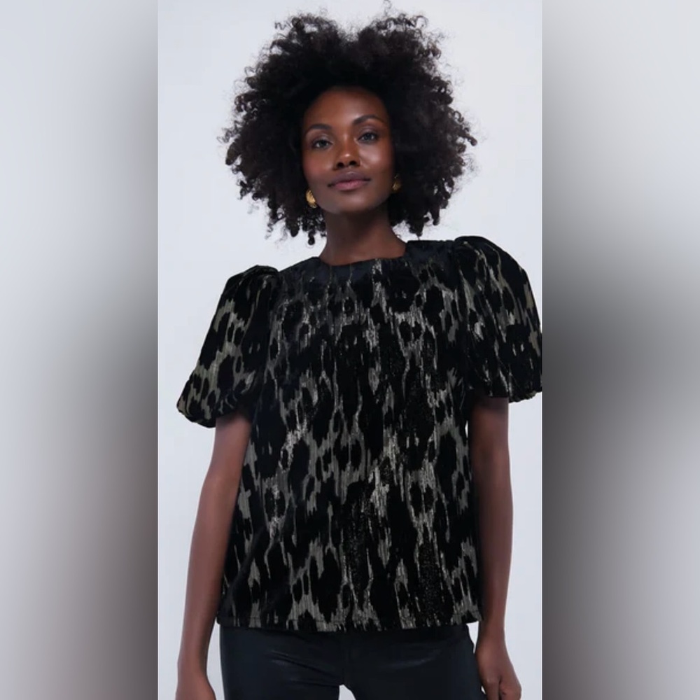 Tuckernuck Black and Gold Patterned Blouse